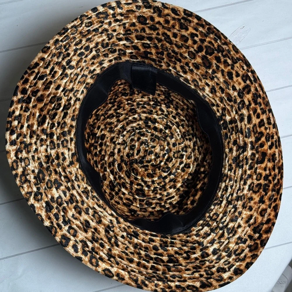 VTG Leopard Animal Print Fleece Bucket‎ Hat Y2K Diva Edgy Hipster Streetwear Cap